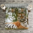 thumbnail image 3 of Ambesonne Tiger Quilted Bedspread Set 3 Pcs, Siberian Mammal Warm Day, Queen Size, Pale Brown, 3 of 3