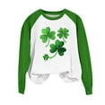 thumbnail image 5 of St Patricks Day Sweatshirt Women Green Long Sleeve Shirts Shamrock Crewneck Sweatshirt Color Block Raglan Tops Cute St Patricks Day Shirt Women, 5 of 5