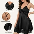 thumbnail image 6 of LWP Women Nightgown Sexy Sleepwear V-neck Modal Babydoll Lace Chemise Lingerie Lounge Dress, 6 of 9