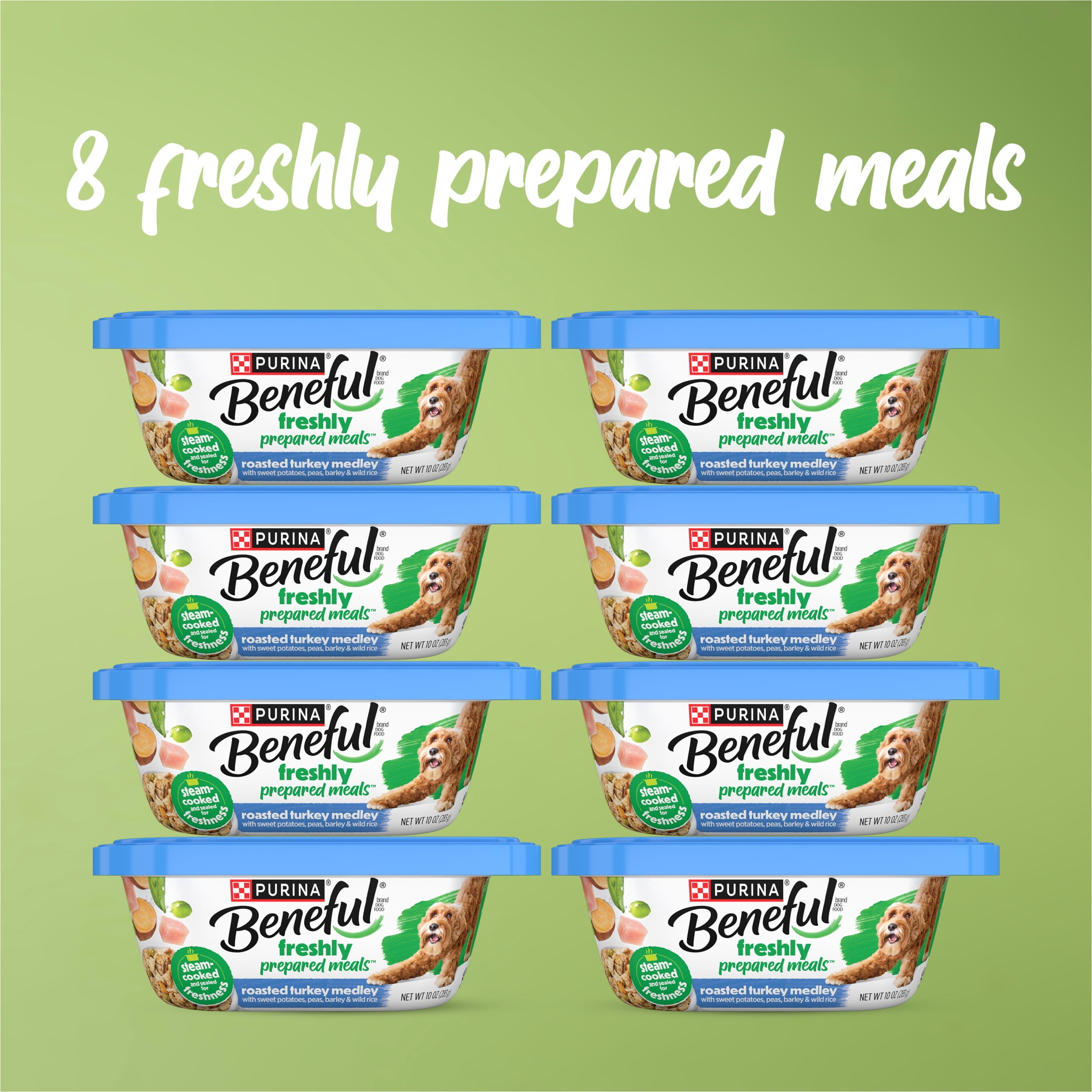 Purina Beneful Dog Food Freshly Prepared Meals Wet Dog Food with Turkey, Sweet Potatoes, and Wild Rice, 10 oz, 8 Pack