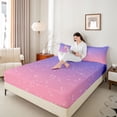 thumbnail image 4 of jejeloiu Pink Purple Sky Twin Sheet Sets,Galaxy Starry Night Bedding For Girl Teens 3 Pieces, 4 of 7
