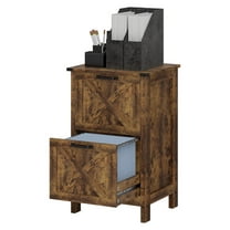 Rustic File Cabinet 2 Drawer, Farmhouse Office Cabinet for A4 Letter Size, Rustic Brown