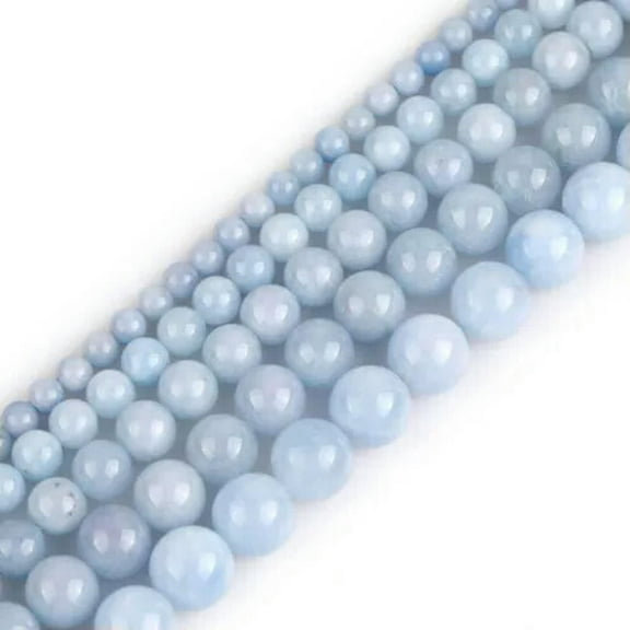 HOOUN Blue Aquamarine Quartz Round Beads Gemstone 15" Strand 6mm 8mm 10mm 12mm-10 mm