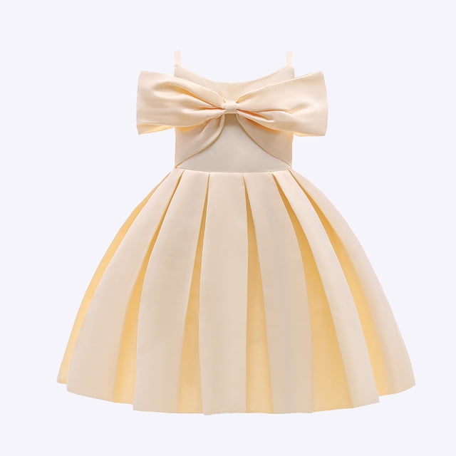 HAWEE Robe de Demoiselle d'Honneur pour Petite Fille, Nœud, Pageant, Fête, Mariage, Robes Formelles, Bal, Robes de Soirée pour 3-8 Ans