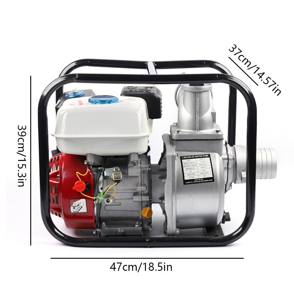 7.5HP 4 Stroke Gasoline Water Pump 3" Portable Gas-Powered Semi-Trash Water Pump