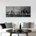 thumbnail image 3 of Cityscape Wall Art Cleveland City Skyline Pictures 3 Piece Canvas Paintings Contemporary Artwork City Night View Panorama Posters and Prints Stretched Framed Ready to Hang, 48" Wx24 H, 3 of 5