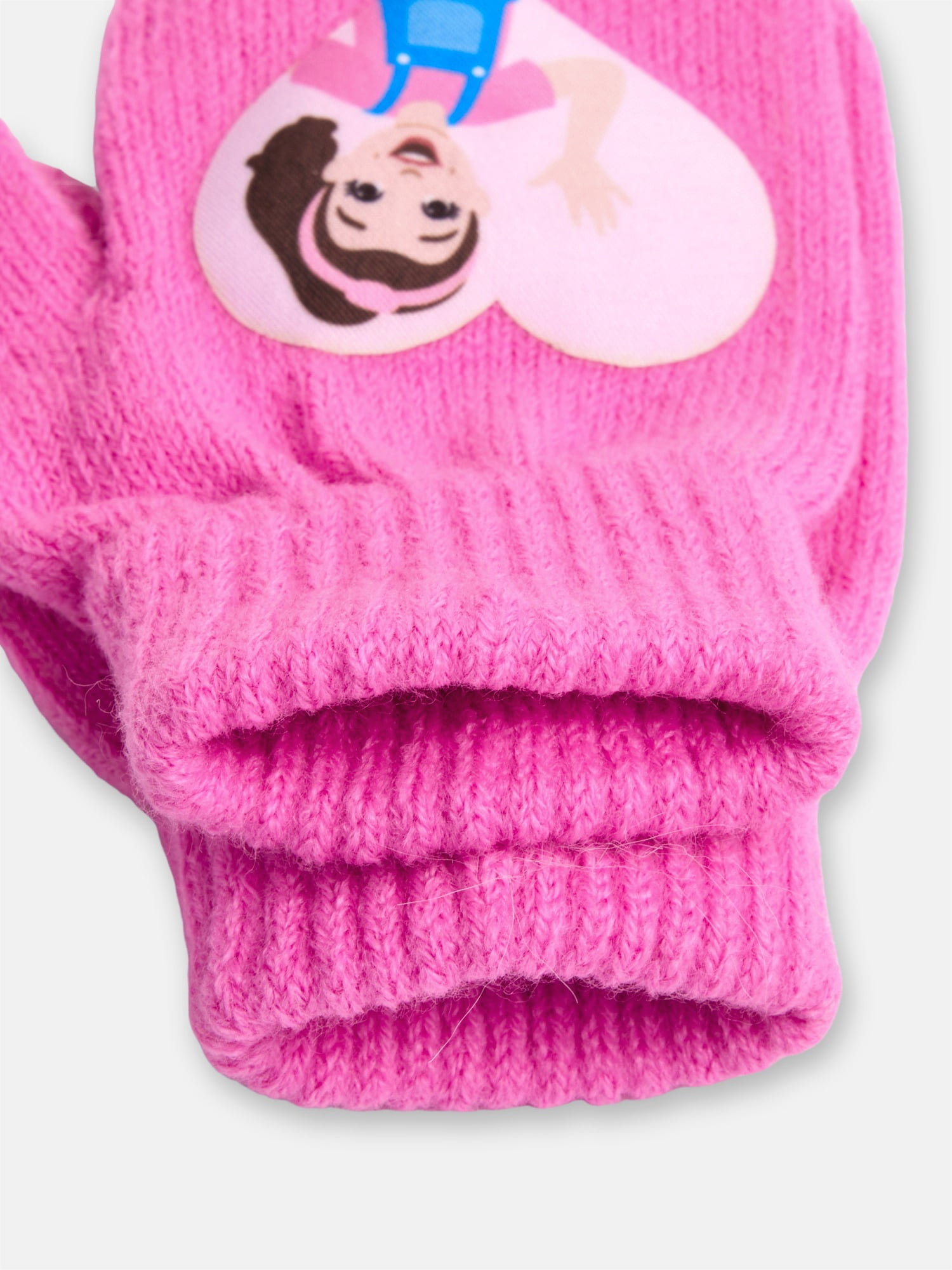 Ms. Rachel Toddler Unisex Ribbed Knit Pom Beanie and Gloves Set, 2 Piece