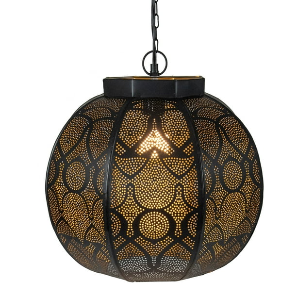 Northlight 14.5" Lanterne Suspendue de Style Marocain Noir et Or Plafonnier