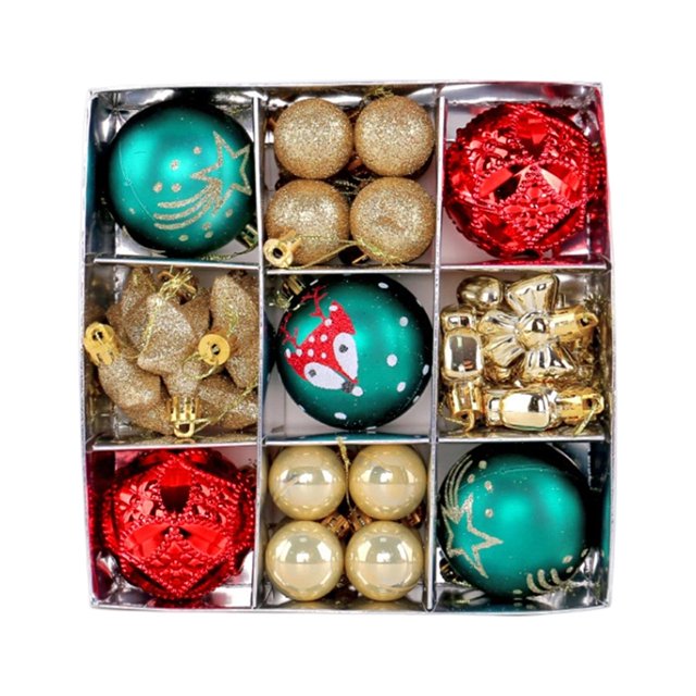 Juego de 35 adornos navideños en forma de bola, adornos colgantes decorativos para fiestas. Rojo verde y dorado