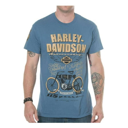 Harley-Davidson Men's 115th Anniversary Model One Short Sleeve T-Shirt, Blue, Harley