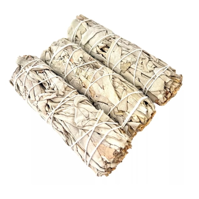 Sahumerio de Salvia Blanca 10 cm – Pack de 3 Piezas Limpieza Aromática Natural para Espacios, Ceremonias y Decoración Artesanal