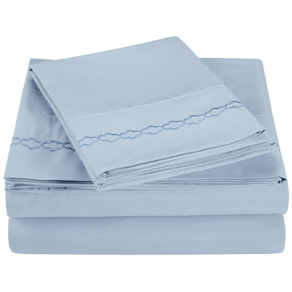 Superior Light Weight and Super Soft Brushed Microfiber, Wrinkle Resistant Sheet Set with Cloud Embroidery