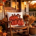 thumbnail image 6 of AURIGATE Pumpkin Pillow Cover, 17.7 in Canvas Living Room Sofa Festival Bow Decoration Cushion Case for Halloween Thanksgiving Home Decor, 6 of 8