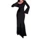 thumbnail image 3 of Vestido Elegante de Otoño para Mujer, Ajustado, Fruncido, con Mangas Largas Acampanadas y Aberturas para Cóctel Negro XL, 3 of 7