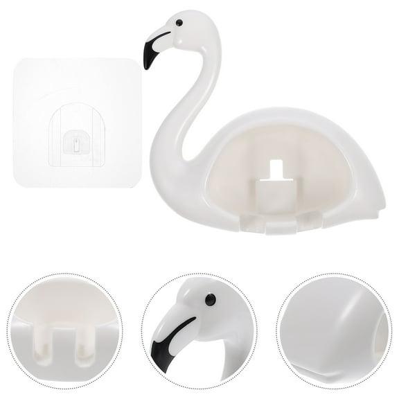 Masteelf Pink Flamingo Toothbrush Holder with Suction Cup for Wall Hanging 2Slot Design ABS Material