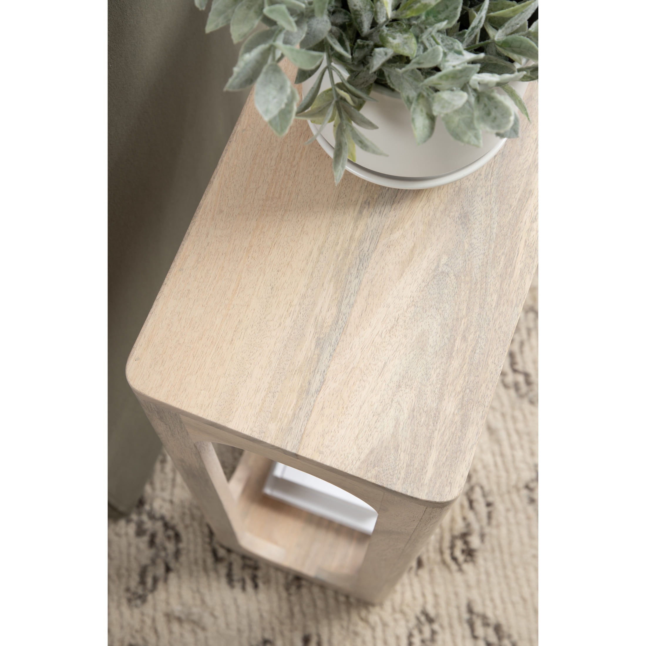Kate and Laurel Dahl Modern Slatted Wooden Slim Side Table, 16 x 8 x 24, Whitewash, Transitional Wood Narrow End Table for Use as Living Room Plant Stand or Small Bedroom Nightstand
