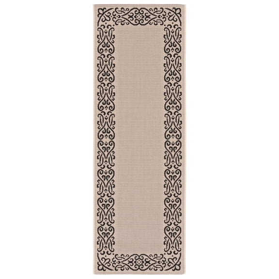 Safavieh Courtyard Ellie Oriental Indoor/Outdoor Runner Rug, Sand/Black, 2'3" x 12'