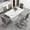 White table+Six Dark Gray chairs, variant on NYEESS Modern Dining Table Set for 4, 63" White Faux Marble Kitchen Table and 4 PU Leather Upholstered Chairs, MDF Dining Room Table with Silver Metal Legs, Rectangular Dinner Table Set for Home