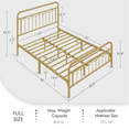 thumbnail image 2 of Topeakmart Metal Platform Bed Frame with Headboard and Footboard, Full Size, Antique Gold, 2 of 10