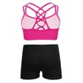 thumbnail image 2 of Yartina Big Girls 2-Piece Dance Gymnastics Sports Outfit Crisscross Back Crop Top with Booty Shorts Rose Red 10, 2 of 4