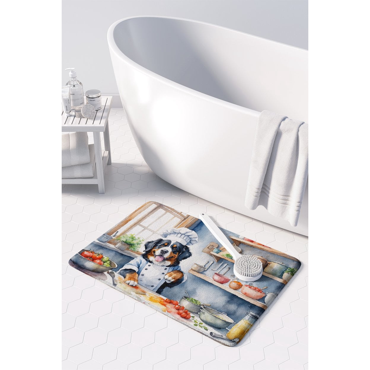Carolines Treasures DAC6206RUG 19 x 27 in. Bernese Mountain Dog The Chef Memory Foam Kitchen Mat