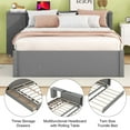 thumbnail image 3 of Aukfa Platform Bed with Trundle Bed and Drawers, Full Size Bed Frame with Integrated Rolling Desk and Shelf, Wood - Gray, 3 of 8