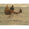 thumbnail image 2 of Remington, Frederic 32x25 Black Ornate Wood Framed with Double Matting Museum Art Print Titled - Hauling in the Gill Net, 2 of 4