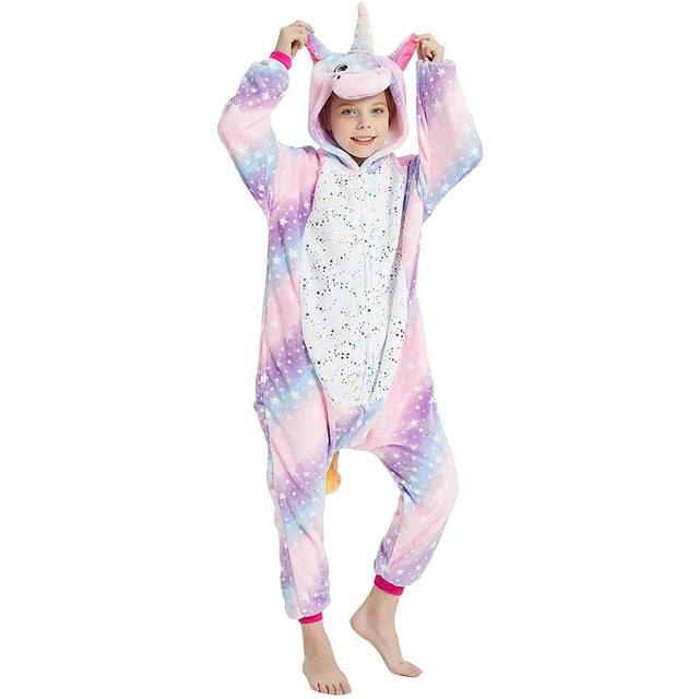 Combinaisons de Nuit pour Enfants à Capuche en Flanelle - Pyjama une Pièce pour Garçons et Filles, Vêtement de Nuit, Robe de Chambre pour Enfant, 4-8 Ans