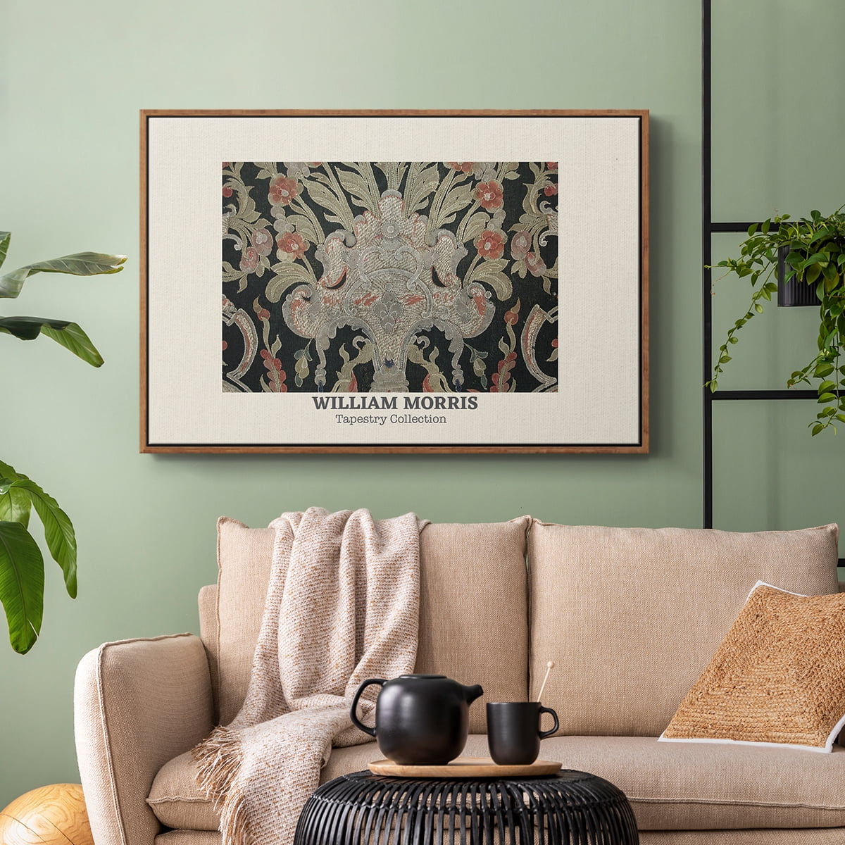 Vintage Abstract Print-XLIX Framed in Walnut Wood Gallery Wrapped Canvas 17 in. x 25 in.