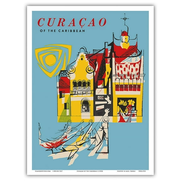Curaçao (Curacao) of the Caribbean - Vintage Travel Poster c.1950s - Master Art Print (Unframed) 9in x 12in