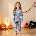 thumbnail image 4 of CAICJ98 Halloween Pajamas Boys Pumpkin Ghost Toddler Pajamas Girls Soft Cotton Long Sleeve Sleep Tee and Pants 2 Pcs Pjs Set Kids Sleepwear (7-8 Years,Sky Blue), 4 of 9