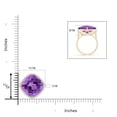 thumbnail image 4 of ANGARA Natural Cushion 8 ct Amethyst Halo Ring with Clover Motif in 14K Yellow Gold for Women (Size-13mm) | February Birthstone, Birthday, Anniversary, Jewelry Gift for Women | Natural Amethyst Ring, 4 of 9