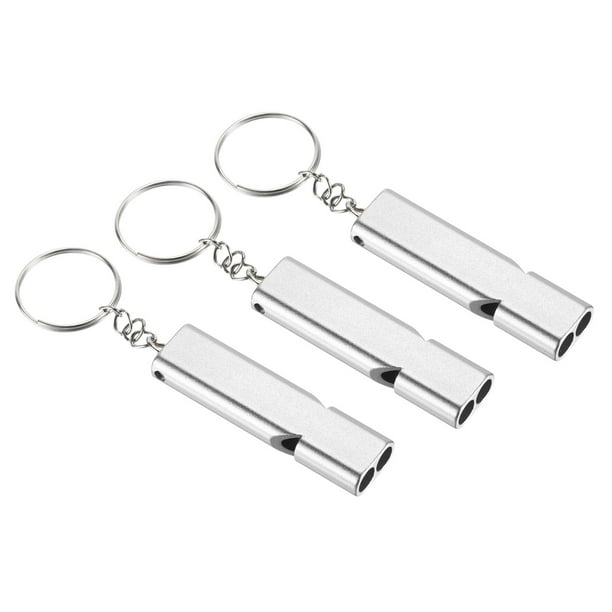 Silbato de Supervivencia Uxcell, Silbatos de Doble Tubo Súper Ruidosos, Plata, Paquete de 3