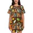 thumbnail image 1 of Junzan Joyeux l'Action de Grâce avec Motif de Gnome Ensemble de Pyjama à Manches Courtes pour Femmes, Ensemble de Pyjama d'Été à Col Rond 2 Pcs Pj-TTG, 1 of 6
