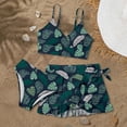 thumbnail image 2 of Staki Toddler Girls Swimsuit Girl's 3 Piece Bikini Sets Spaghetti Strap High Waist Swimsuits with Ruched Cover Up Skirt 8-14Y(Dark Green,8-9 Years), 2 of 4