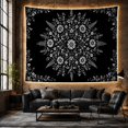 thumbnail image 6 of Boho Floral Mandala in Radial Botanical Design, Calming Folk Art for Boho Decor Lovers, Botanical Wall Art Housewarming Gift Tapestry Wall Hanging for Living Room, Bedroom and Dorm, 6 of 7