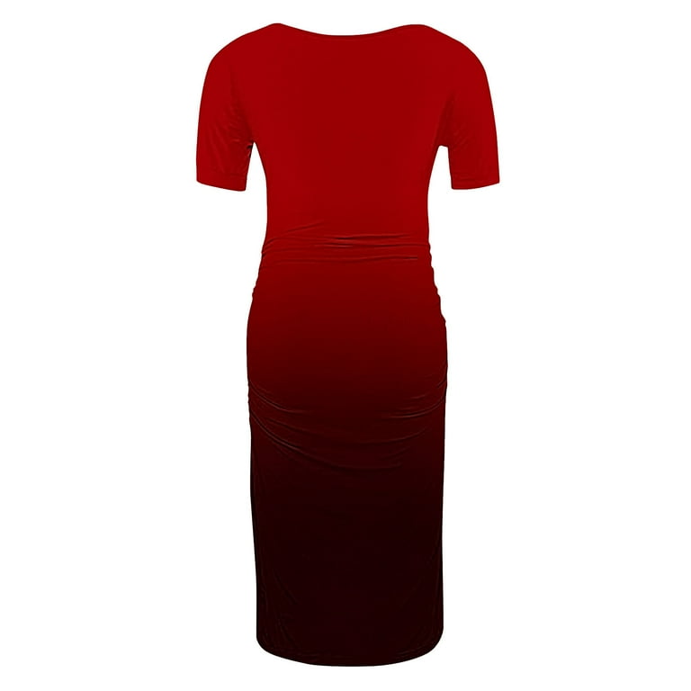 short red maternity dress Oksale Striped Maternity Dress for Women Soft Cozy Short Sleeve Mini Dresses Stretch Breathable Summer Dress Red 4XL, Women's
