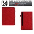 thumbnail image 2 of Embossed Folio Flip Smart Case for Samsung Galaxy Tab S9 11.0" 2023, Premium PU Leather Kickstand Card Slots Magnetic Auto Sleep / Wake with Pen Slot Case for Tab S9 FE 10.9" 2023, Red, 2 of 5