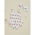thumbnail image 4 of Baby Toddler Girls Fourth of July Outfits 3 6 12 18 Months Sleeveless Shirred Romper + Headband Set Newborn Clothes, 4 of 9