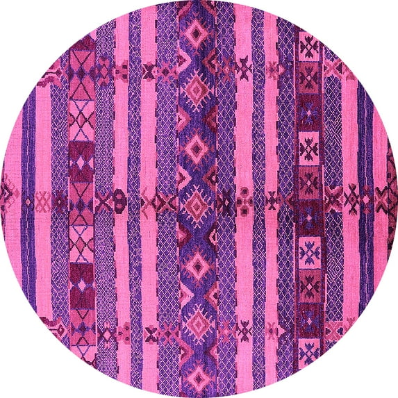 Ahgly Company Indoor Round Oriental Pink Industrial Area Rugs, 7' Round