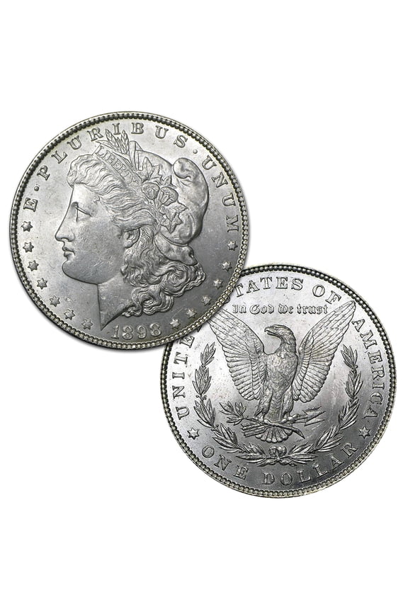 USA 1898 P Morgan 90% Silver Dollar Coin - $1 Brilliant Uncirculated Condition