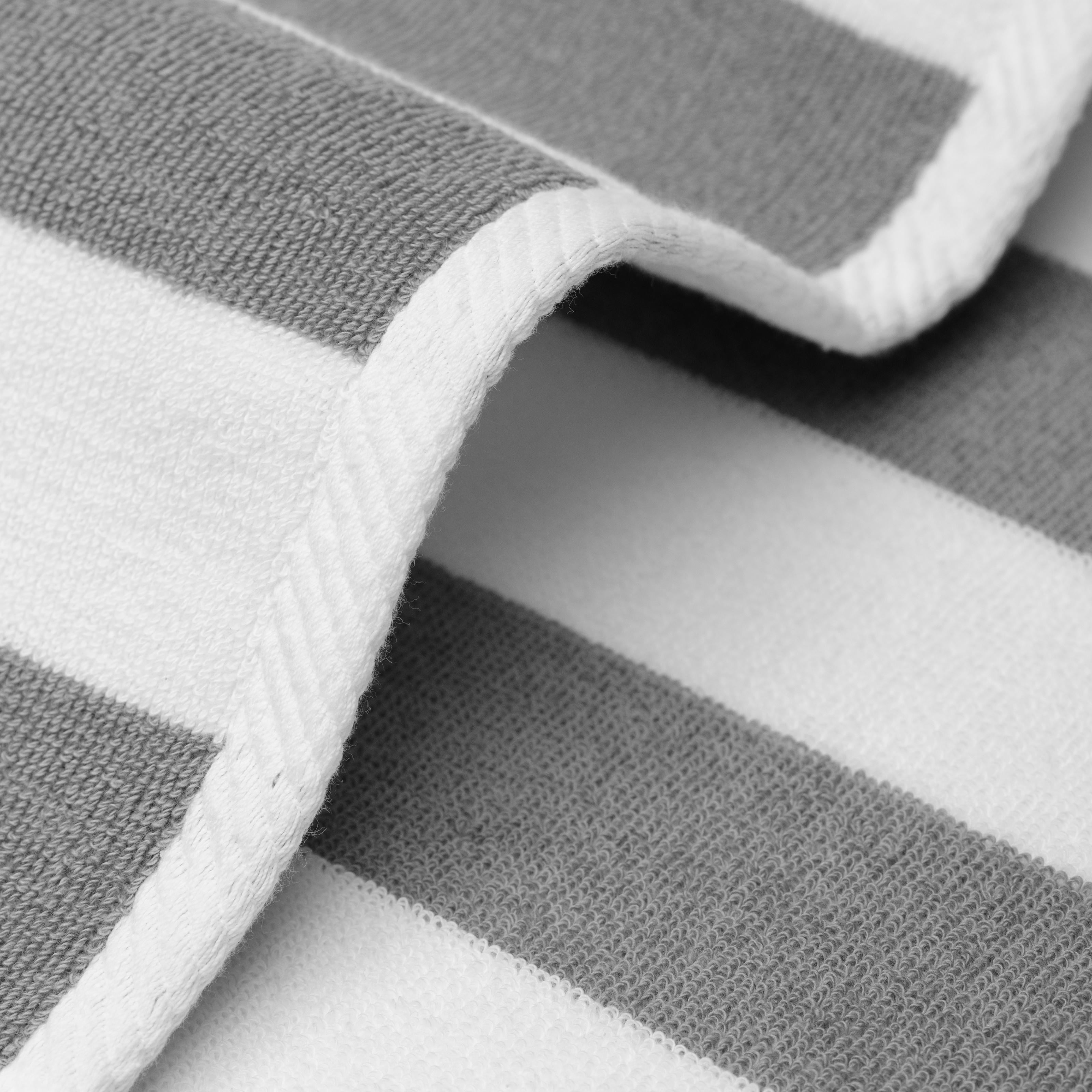 Cotton Paradise, Cabana Stripe Beach Towels 4 Packed, 100 % Cotton Extra Large Pool Towels, Oversized Swim Towels, Soft Absorbent Quick Dry, Light Gray