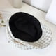 thumbnail image 5 of Sombreros de mujer, gorras de tweed a cuadros, gorras de vendedor de periódicos, visera plana con cadena, estilo militar vintage a cuadros blanco, 5 of 5