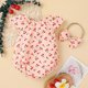 thumbnail image 4 of Body De Bebé Canastilla Onesies Para Niño Pequeño Verano Niña Estampado De Frutas Arco Algodón Mameluco Mono Con Diadema Rosa Odeerbi LM103-6123, 4 of 4