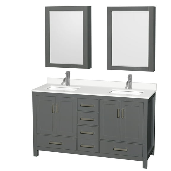 Wyndham Collection WCS141460DKGWQUNSMED Sheffield 60" Free Standing Double Basin Vanity