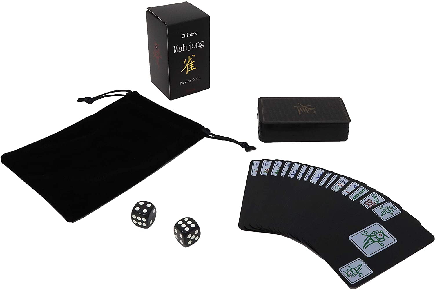 Plastic Chinese Mah-Jongg Mahjong Poker Game Travel Set 144 majiang Cards+2 dice 