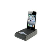 Angle View: iLive ISP091B - Speaker dock - with Apple cradle - for portable use - for Apple iPhone 3G, 3GS, 4, 4S; iPod (4G, 5G); iPod classic; iPod mini; iPod nano