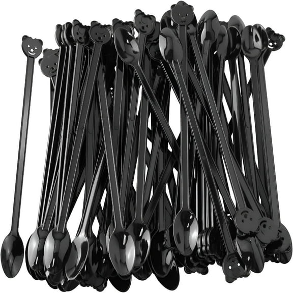 ACDANC 200PCS Disposable Long Handle Plastic Coffee Stirrer Spoon Sticks