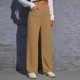 thumbnail image 2 of Pantalones de trabajo de cintura alta para mujer - Pantalones elásticos rectos de pierna ancha con botones y bolsillos, 2 of 5