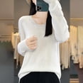 thumbnail image 4 of Antinious Blouses for Women Dressy Casual V Neck Knitted Long Sleeve Solid Tops,Sweatshirt for Women,Going Out Tops for Women,White,S, 4 of 5